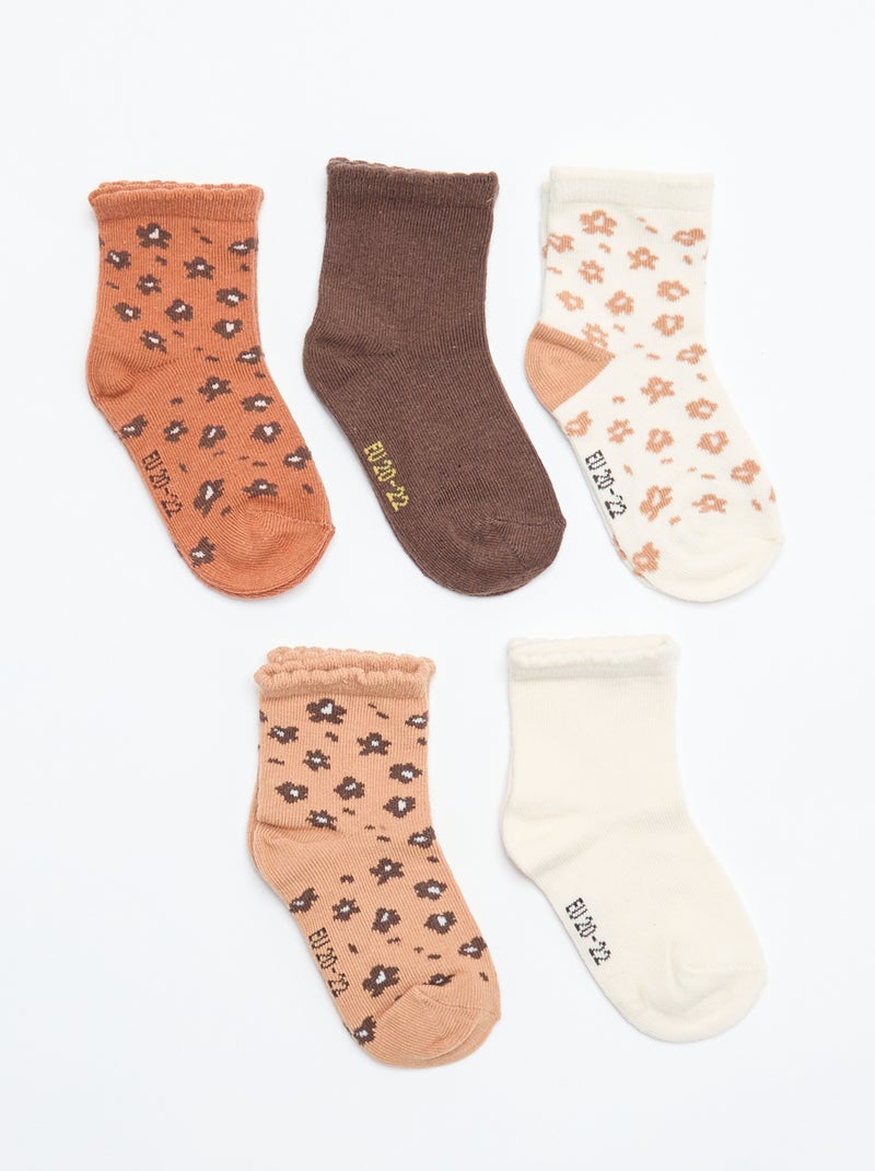 Lot de 5 paires de chaussettes en maille stretch Marron - Kiabi