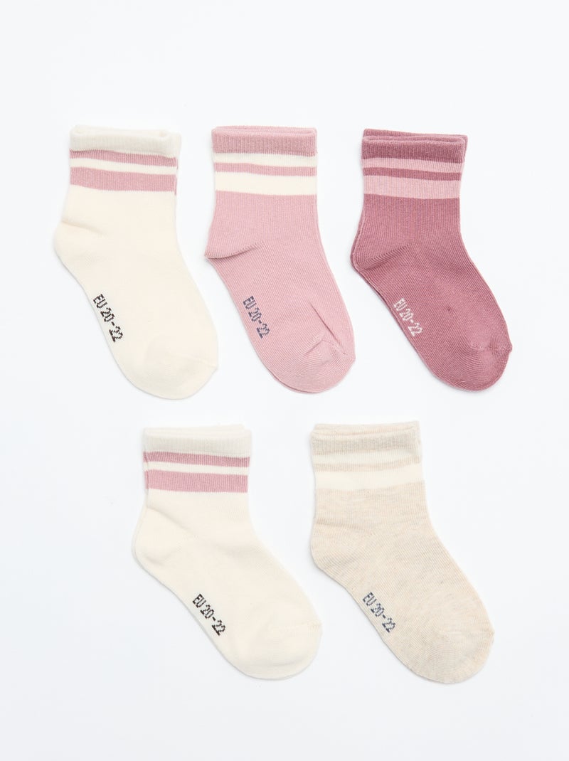 Lot de 5 paires de chaussettes en maille stretch Rose - Kiabi