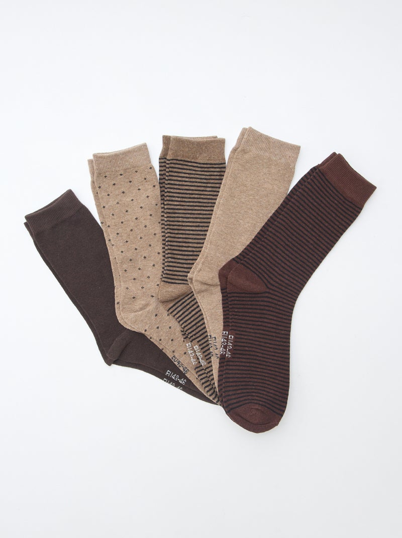 Lot de 5 paires de chaussettes fantaisies Beige - Kiabi