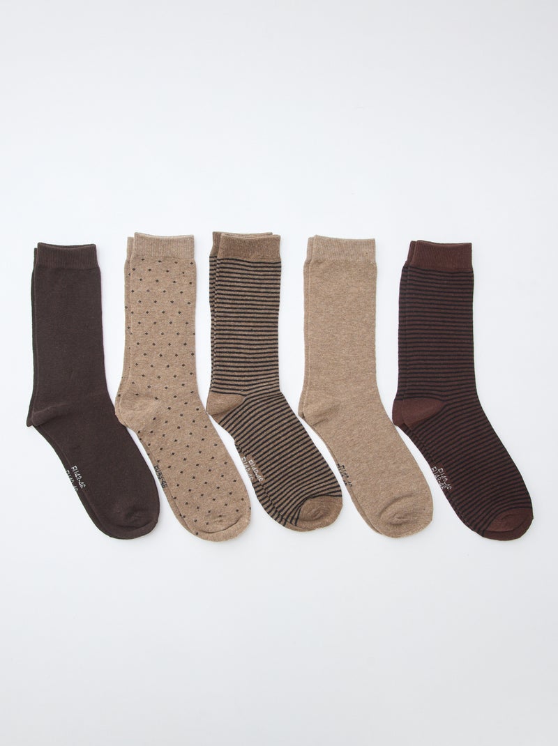 Lot de 5 paires de chaussettes fantaisies Beige - Kiabi