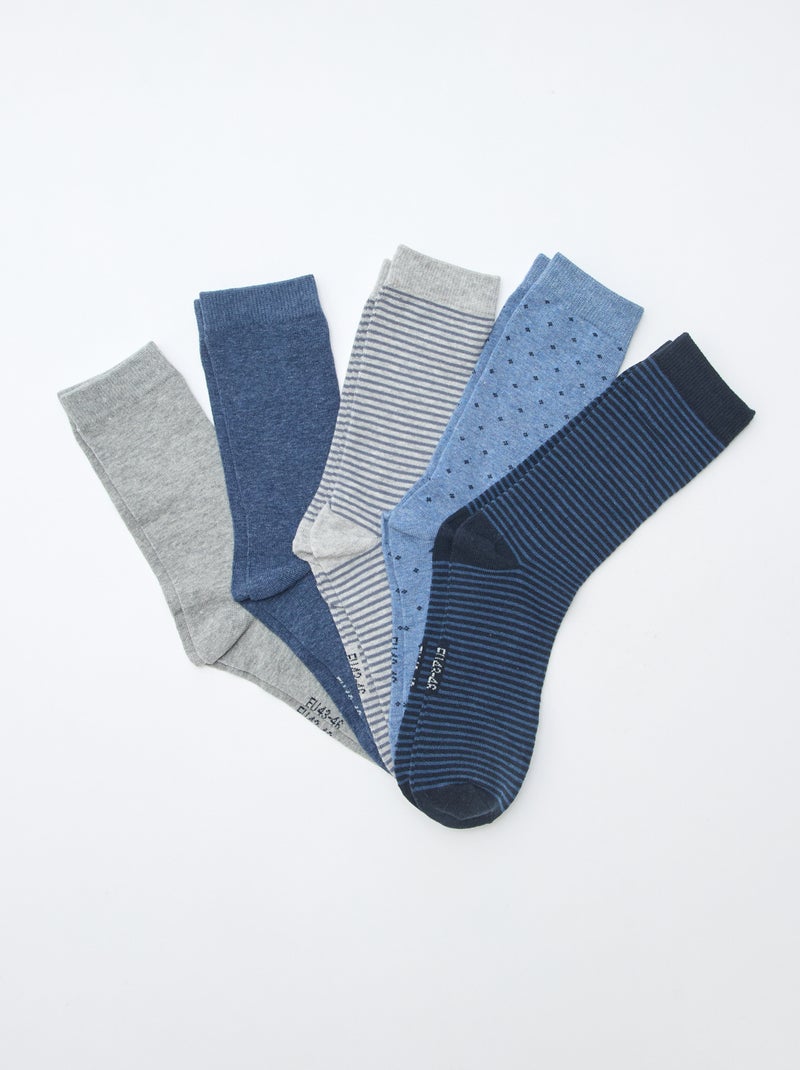 Lot de 5 paires de chaussettes fantaisies Bleu - Kiabi