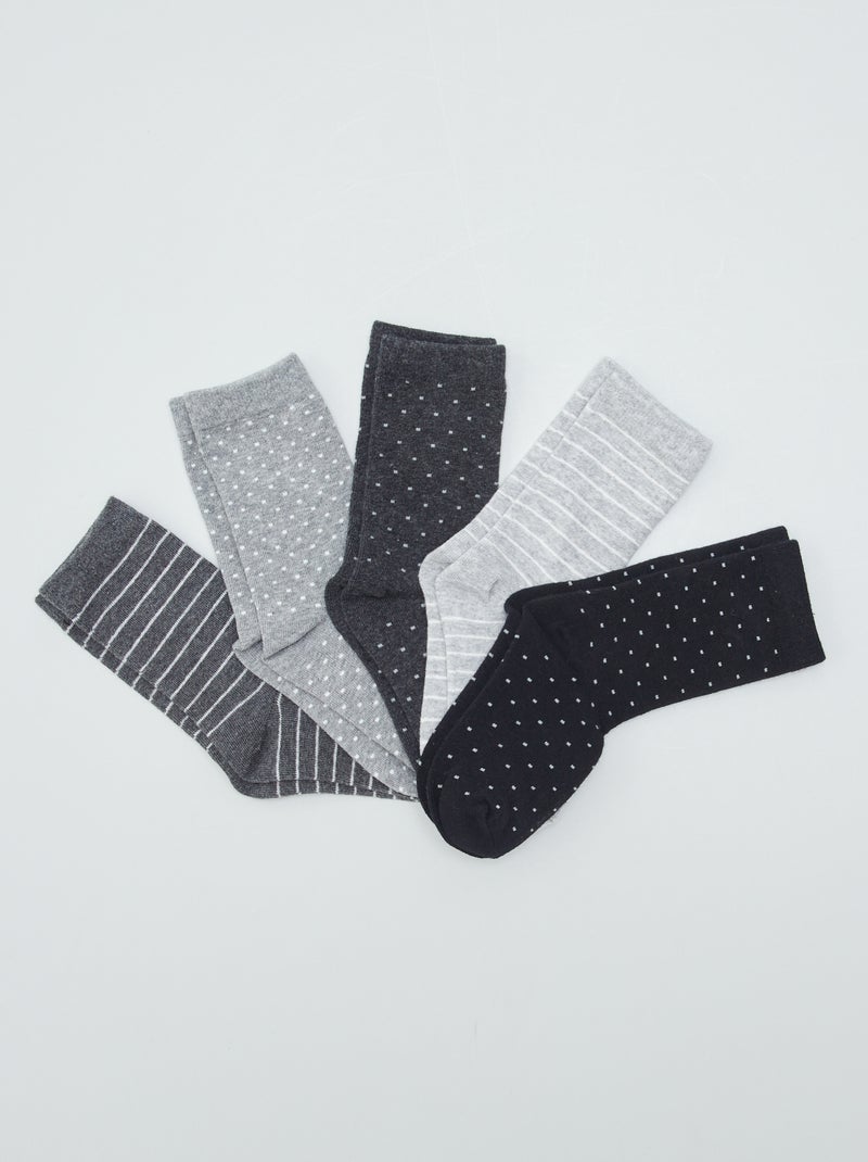 Lot de 5 paires de chaussettes Gris - Kiabi