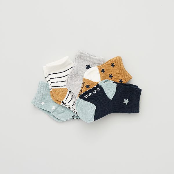 Lot De 5 Paires De Chaussettes Bebe Fille Gris Vert Bleu Marron Kiabi 6 00