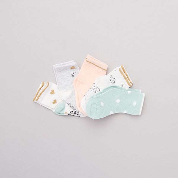 Lot De 5 Paires De Chaussettes Imprimees Bebe Fille Kiabi 6 00