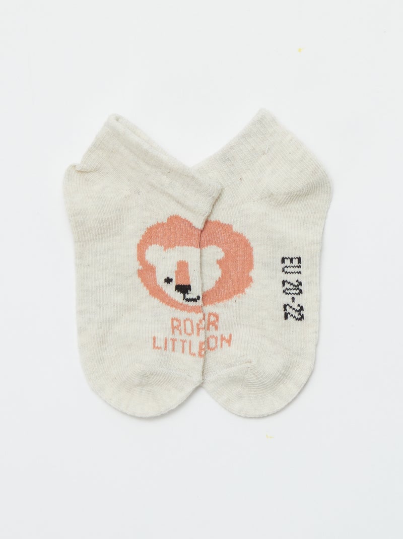 Lot de 5 paires de chaussettes invisibles Blanc safari - Kiabi