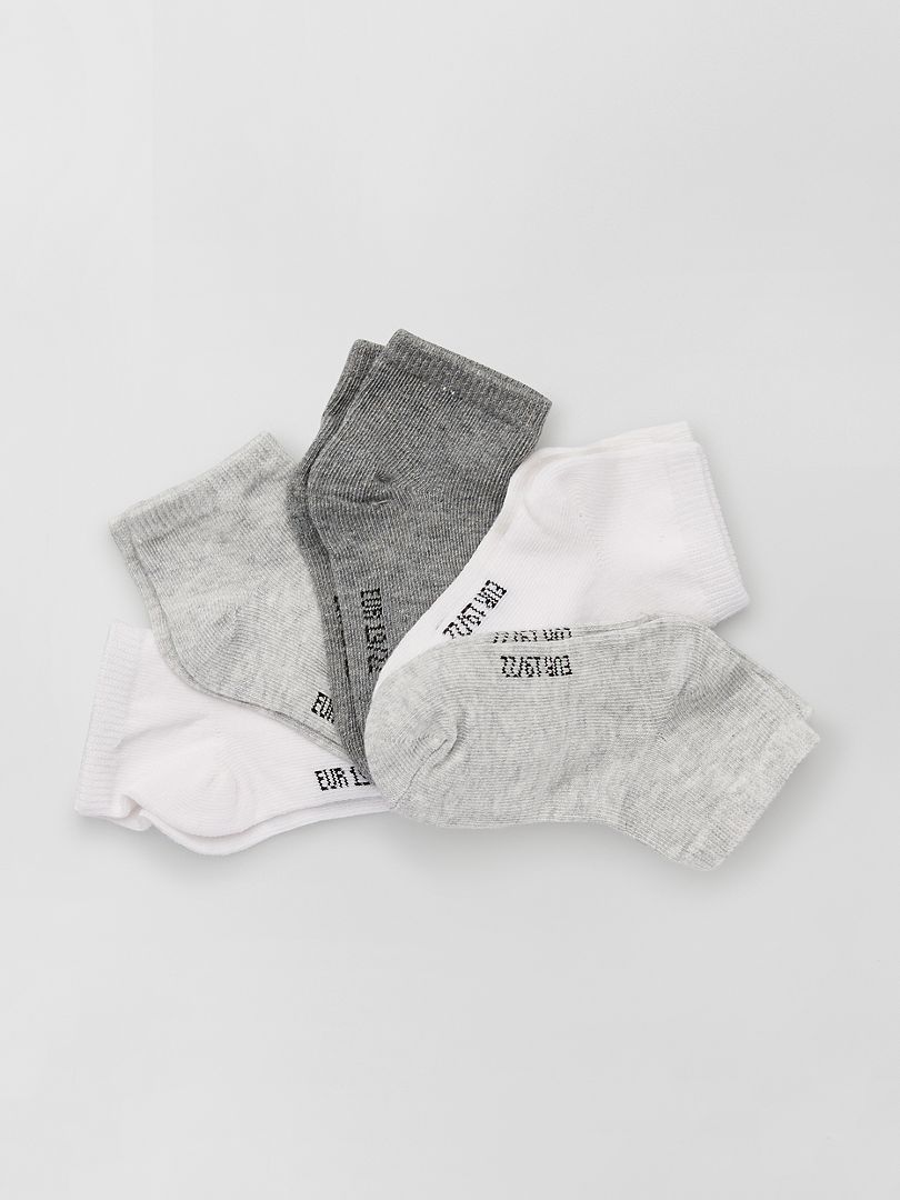 Lot de 5 paires de chaussettes invisibles blanc/gris - Kiabi