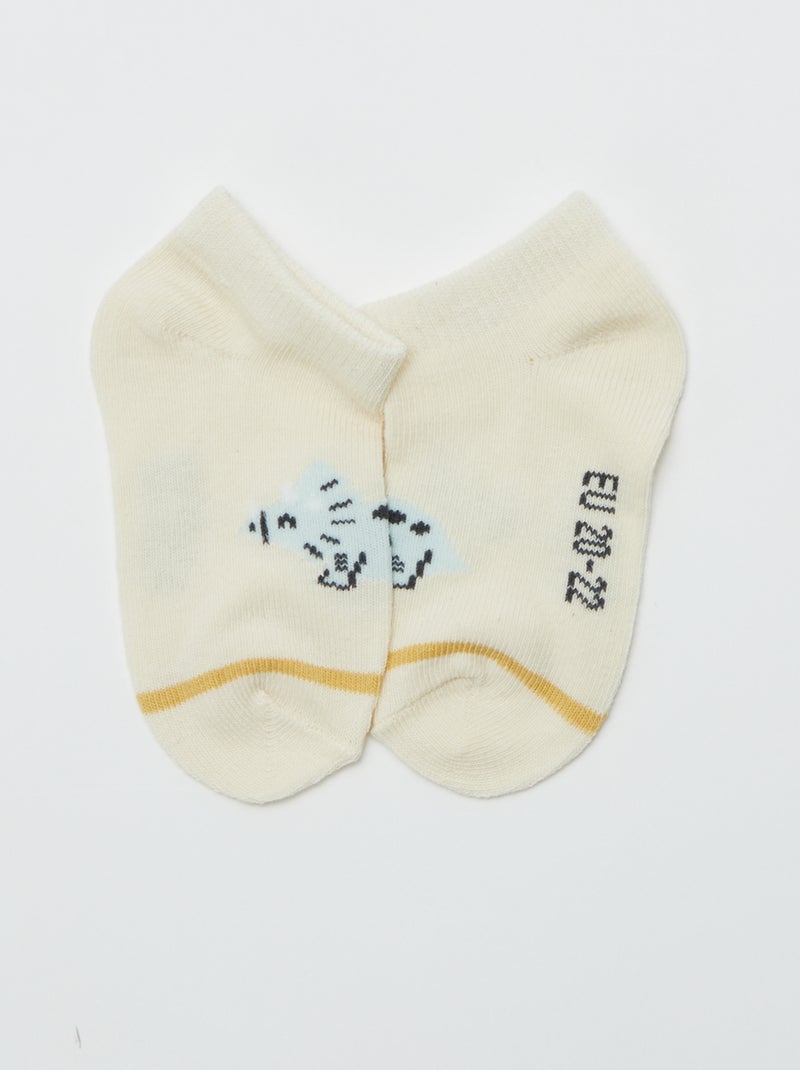 Lot de 5 paires de chaussettes invisibles Blanc/jaune - Kiabi