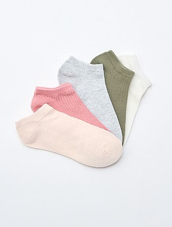 Lot de 5 paires de chaussettes invisibles femme en coton