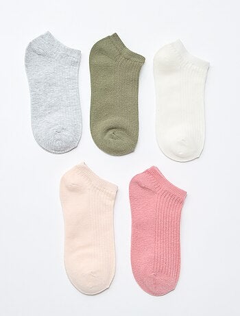 Lot de 5 paires de chaussettes invisibles femme en coton