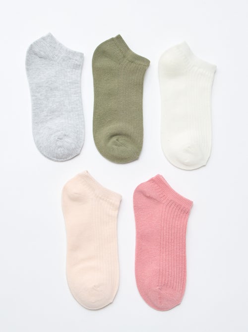 Lot de 5 paires de chaussettes invisibles femme en coton - Kiabi