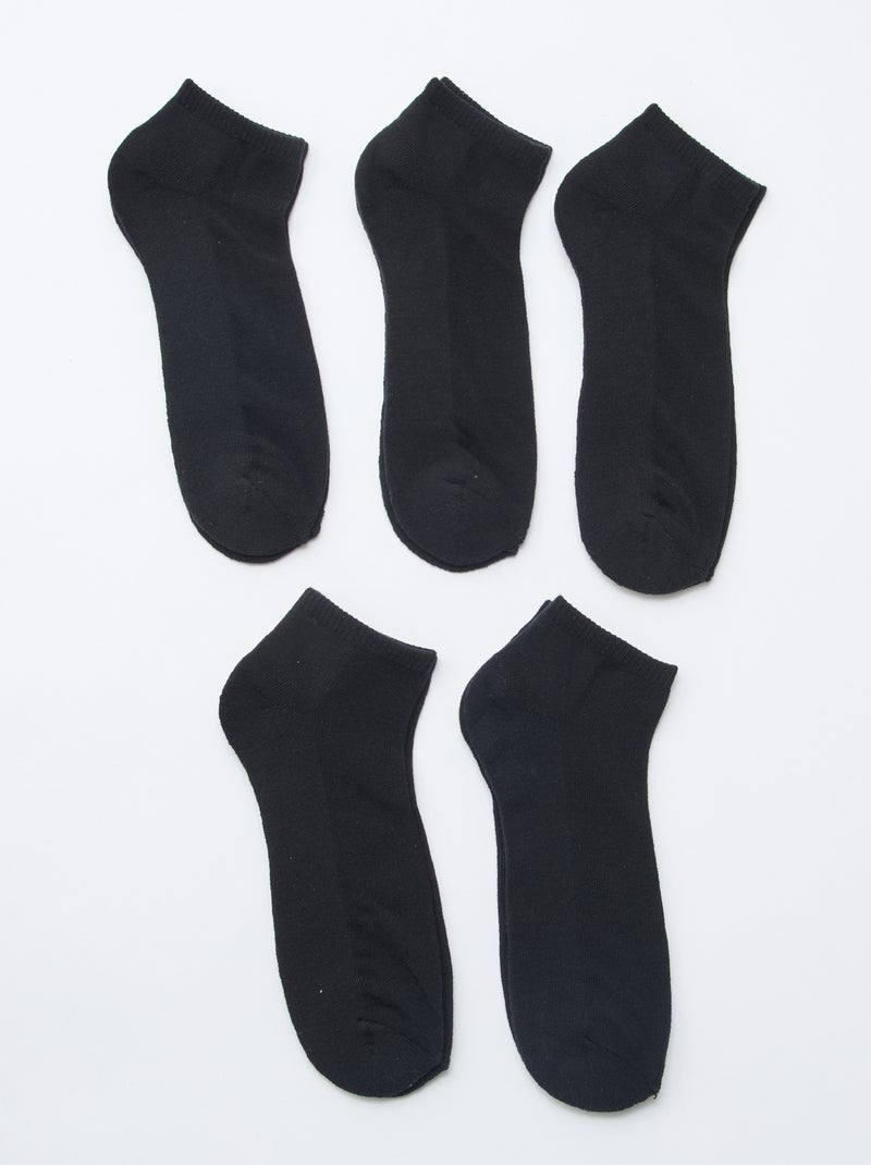 Lot de 5 paires de chaussettes invisibles NOIR - Kiabi
