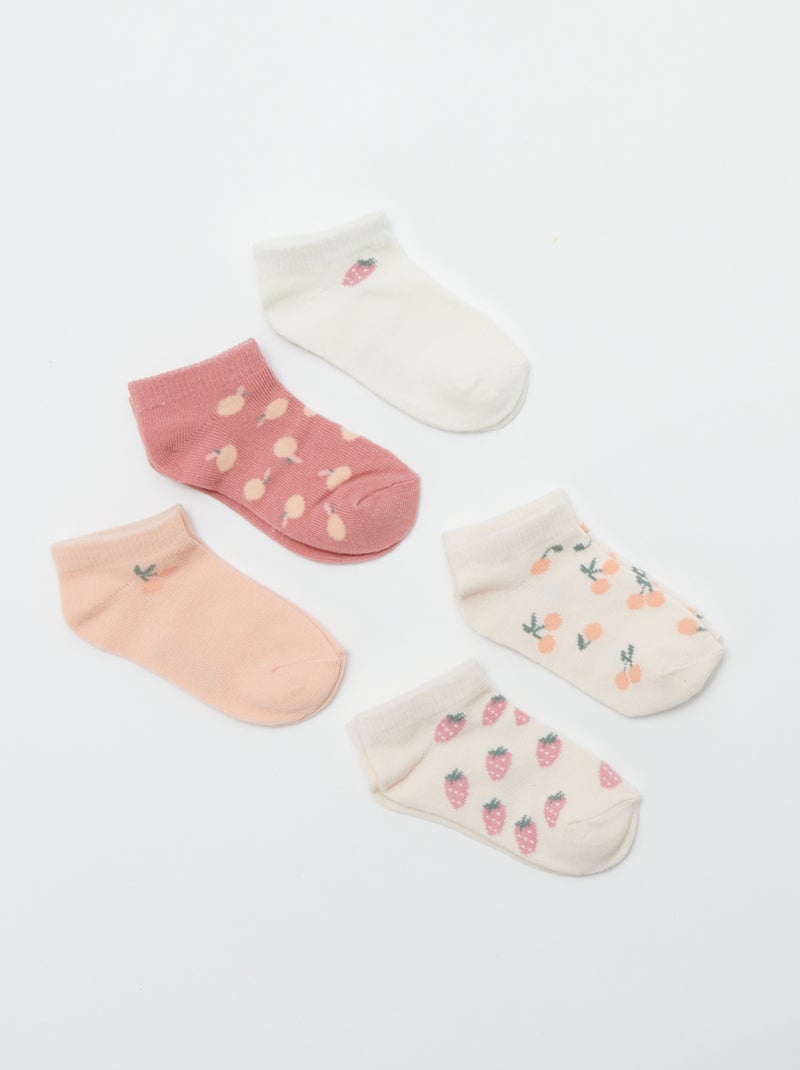 Lot de 5 paires de chaussettes invisibles Orange/rose - Kiabi