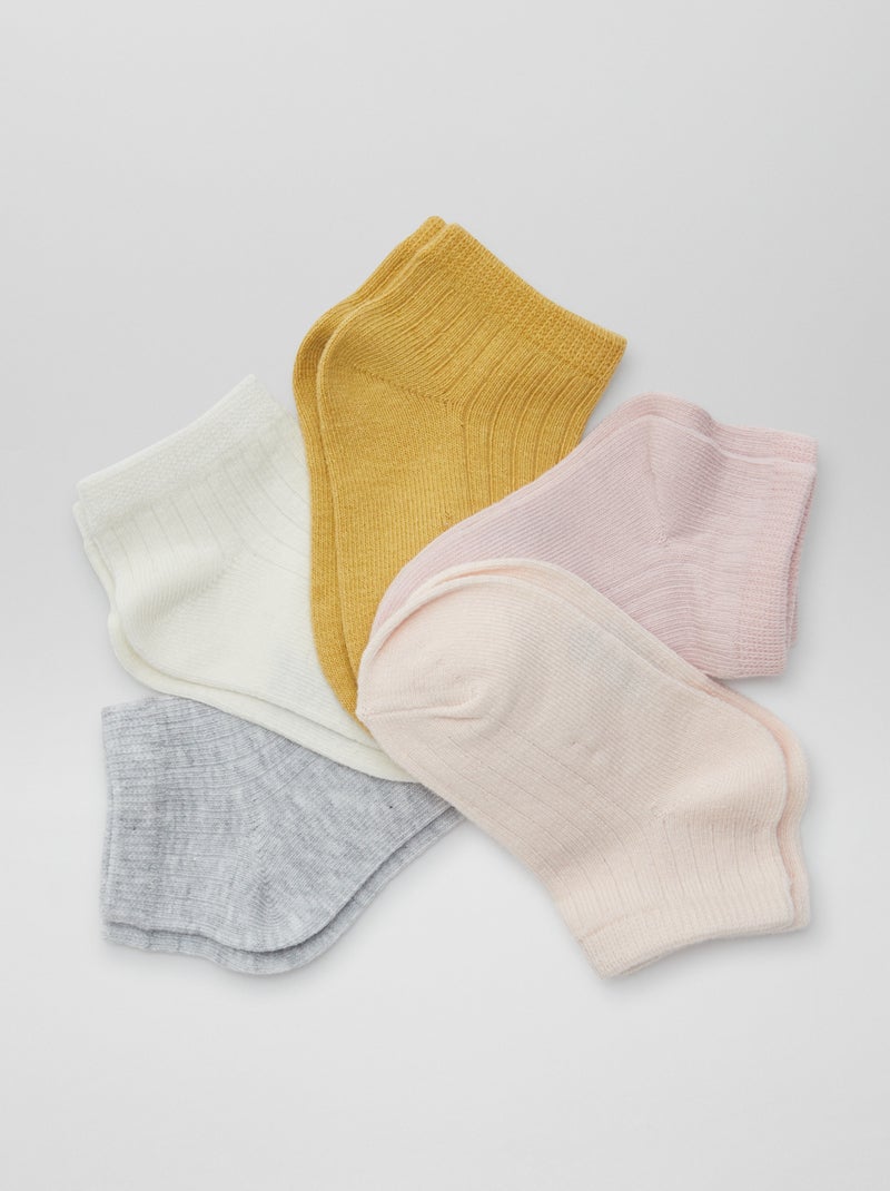 Lot de 5 paires de chaussettes invisibles Rose/jaune - Kiabi