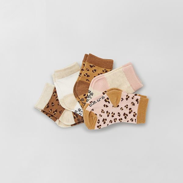 Lot De 5 Paires De Chaussettes Bebe Fille Leopard Kiabi 6 00