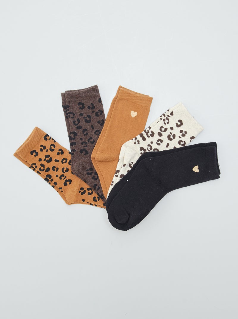 Lot de 5 paires de chaussettes Marron - Kiabi