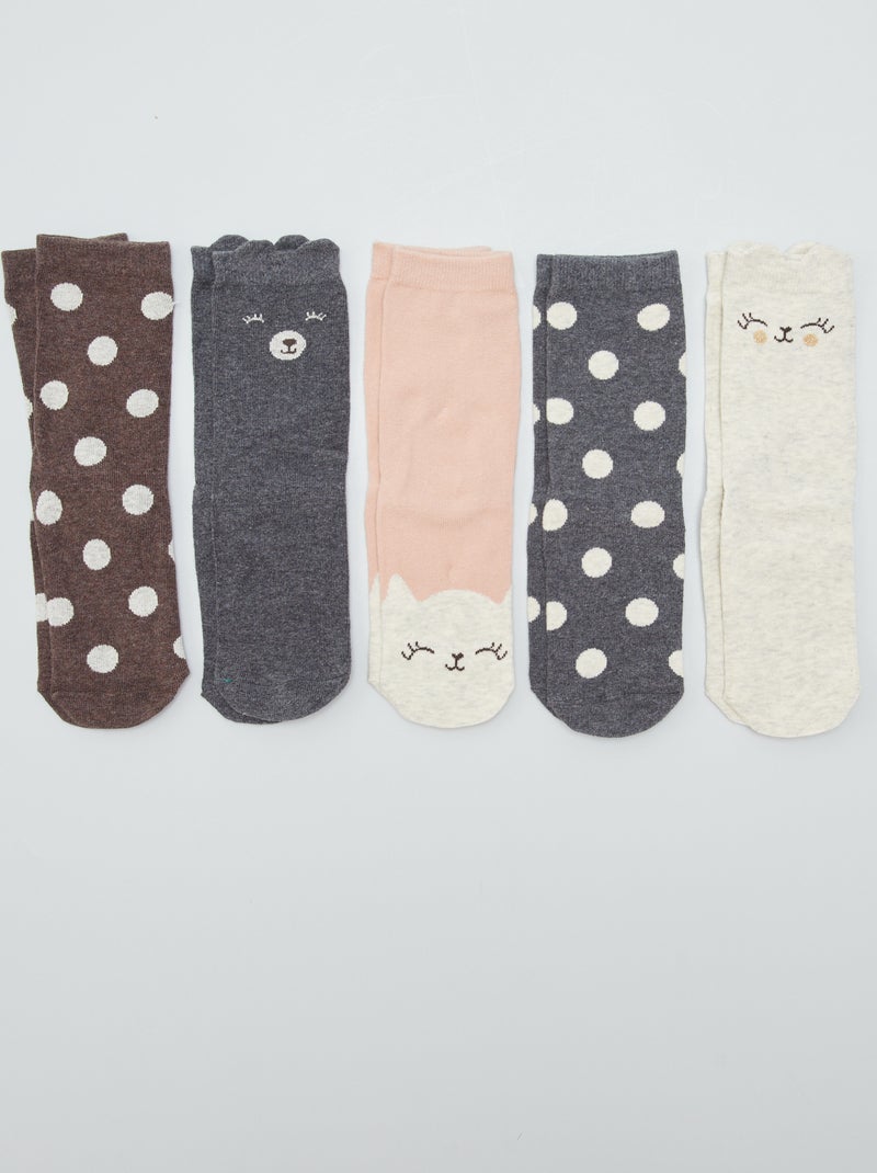 Lot de 5 paires de chaussettes Marron/beige - Kiabi