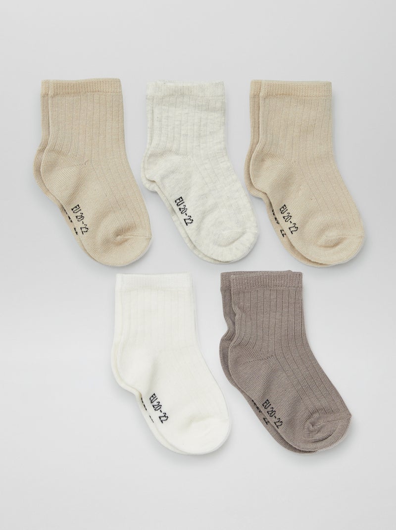 Lot de 5 paires de chaussettes naissance Beige - Kiabi