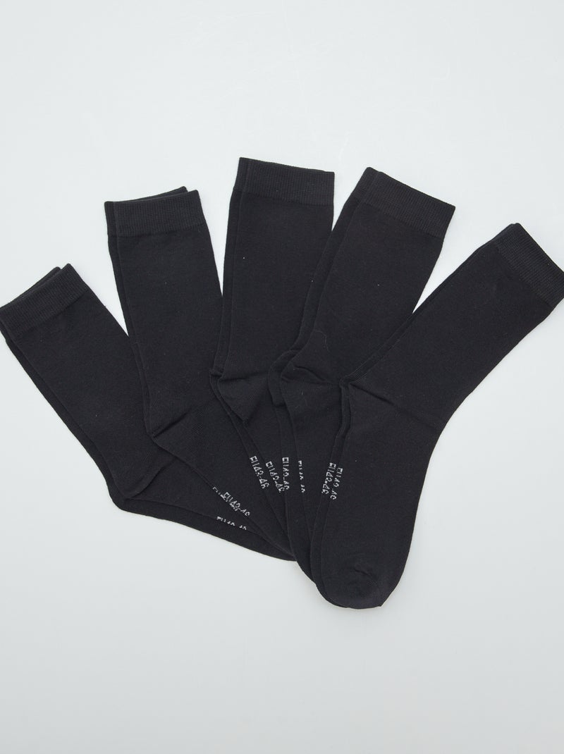 Lot de 5 paires de chaussettes Noir - Kiabi