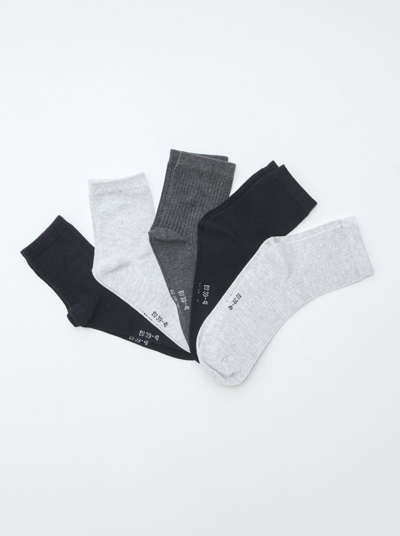 Lot de 5 paires de chaussettes Noir - Kiabi