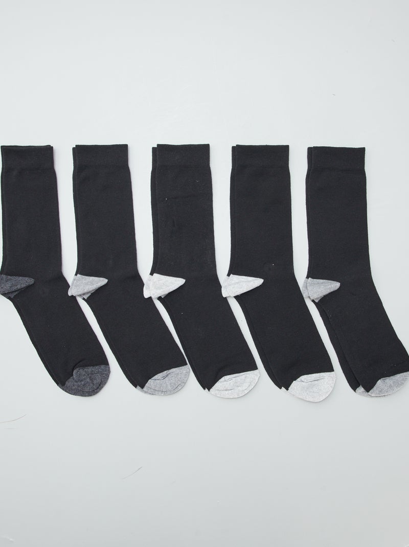 Lot de 5 paires de chaussettes NOIR - Kiabi