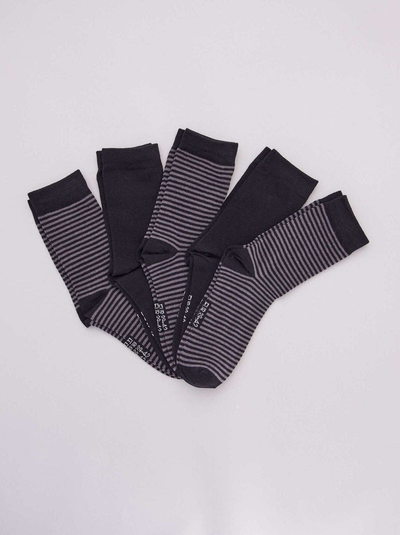 Lot de 5 paires de chaussettes noir - Kiabi