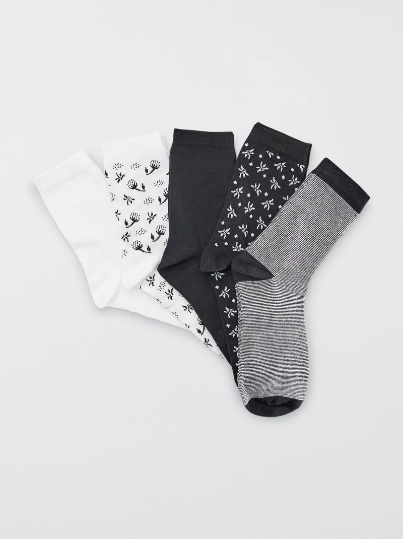 Lot de 5 paires de chaussettes noir/blanc - Kiabi