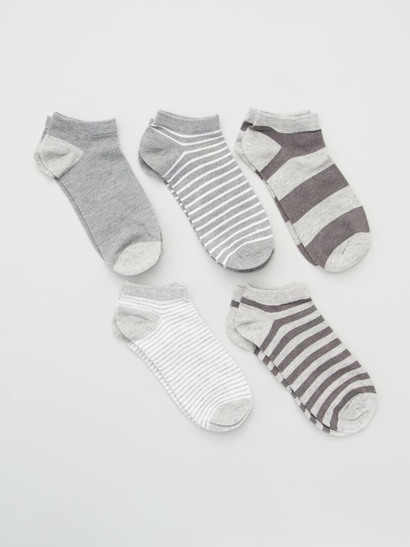 Lot de 5 paires de chaussettes rayées gris - Kiabi