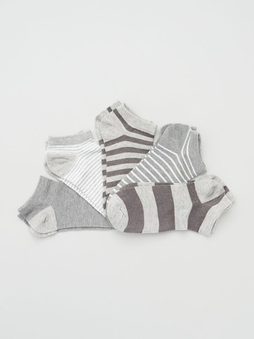 Lot de 5 paires de chaussettes rayées gris - Kiabi