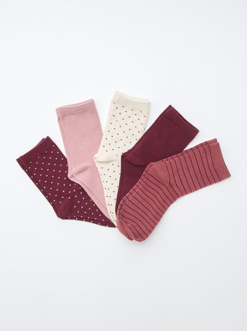Lot de 5 paires de chaussettes Rouge - Kiabi