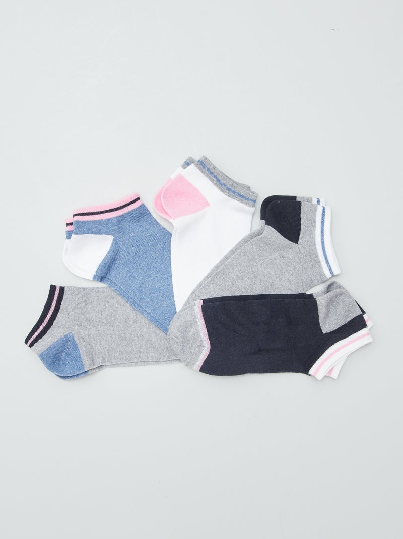 Lot de 5 paires de chaussettes socquettes Gris - Kiabi