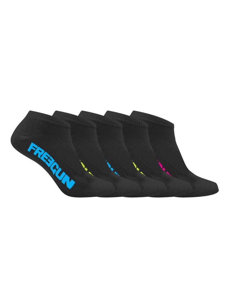 Lot de 5 Paires de Chaussettes Socquettes homme uni Freegun Noir - Kiabi