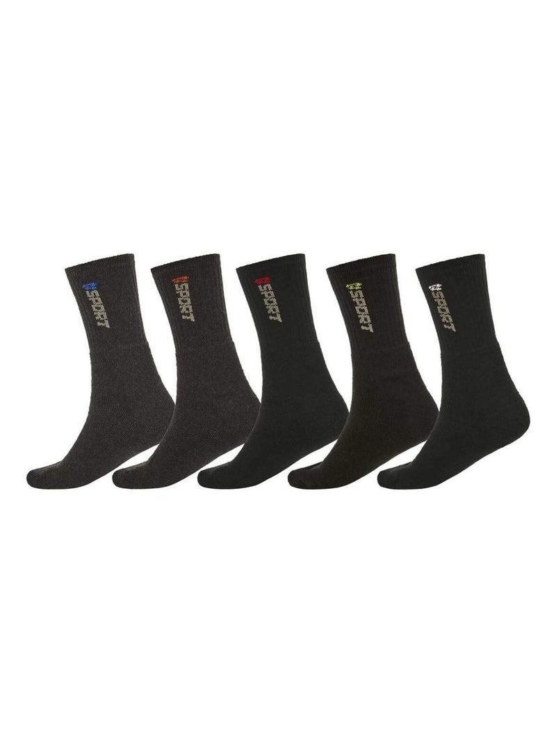Lot de 5 Paires de Chaussettes Sport  - ATLAS FOR MEN Gris Bleu Noir - Kiabi