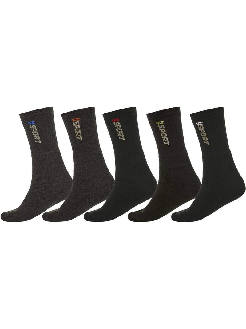 Lot de 5 Paires de Chaussettes Sport  - ATLAS FOR MEN Gris Bleu Noir - Kiabi