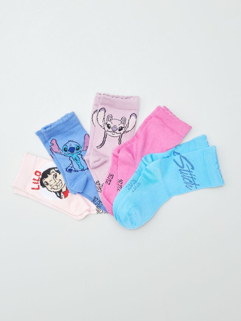 Lot de 5 paires de chaussettes 'Stitch' de 'Disney' Violet - Kiabi