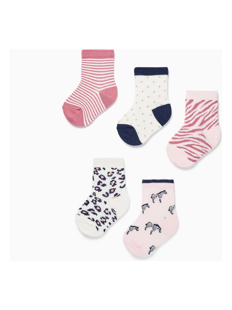 Lot de 5 Paires de Chaussettes 'Tigresse' pour Bébé Fille   GREAT GOALS GREAT WORLD Multicolore - Kiabi