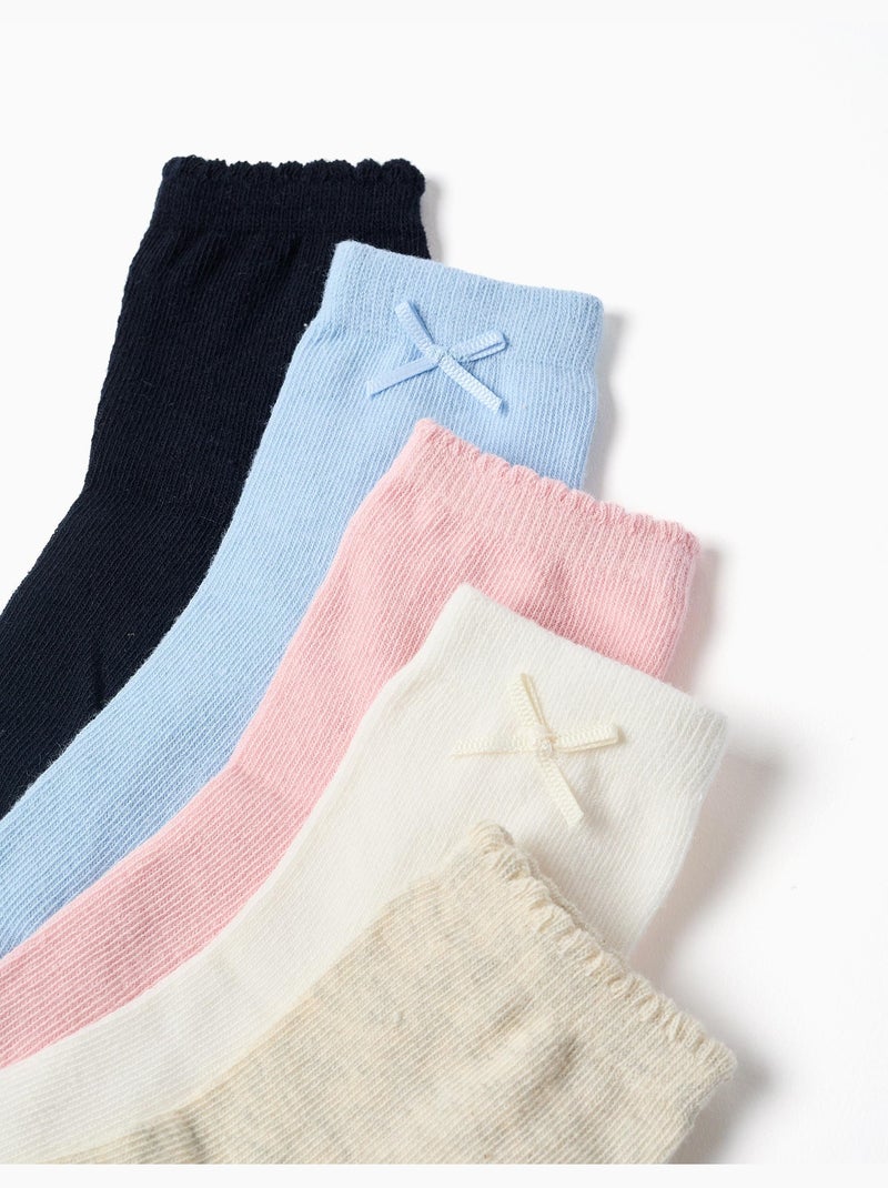 Lot de 5 paires de chaussettes unies Bleu Rose Blanc - Kiabi