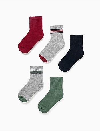 Lot de 5 paires de chaussettes unies/à rayures