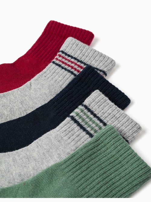 Lot de 5 paires de chaussettes unies/à rayures - Kiabi Lot de 5 paires de chaussettes unies/à rayures - Kiabi