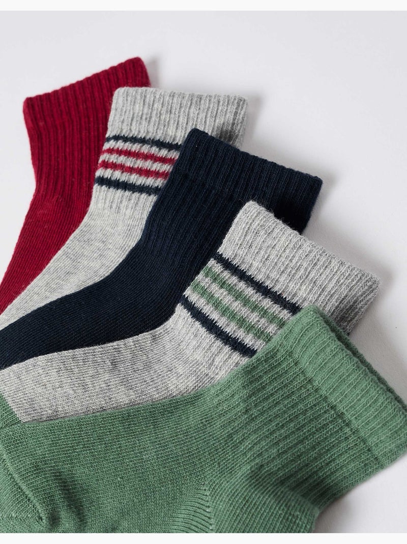 Lot de 5 paires de chaussettes unies/à rayures Multicolore - Kiabi
