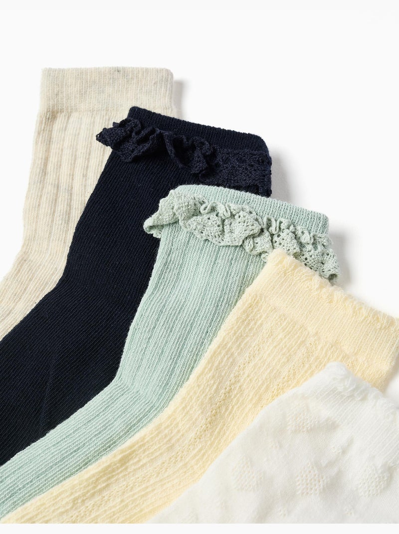 Lot de 5 paires de chaussettes variées Bleu Beige - Kiabi