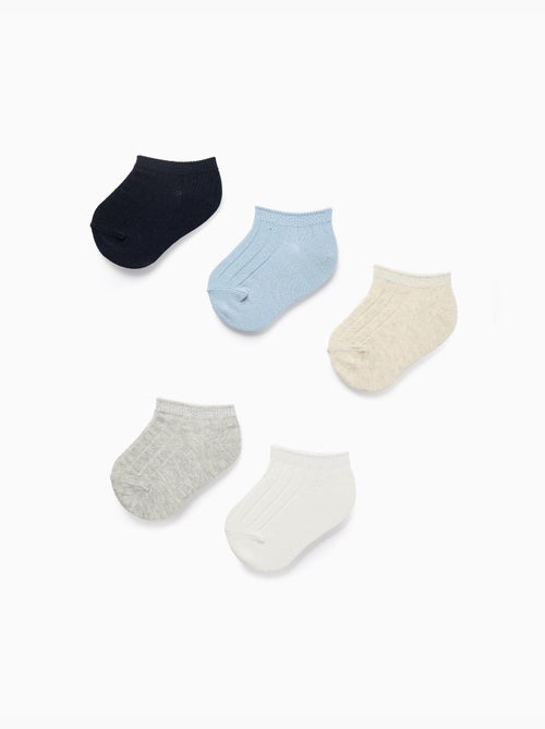 Lot de 5 paires de socquettes côtelées - Kiabi