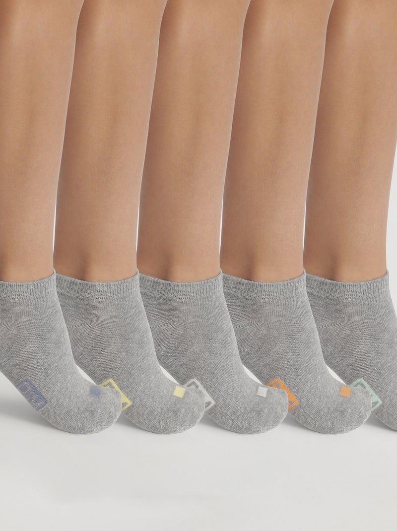 Lot de 5 paires de socquettes courtes EcoDim Gris perle - Kiabi