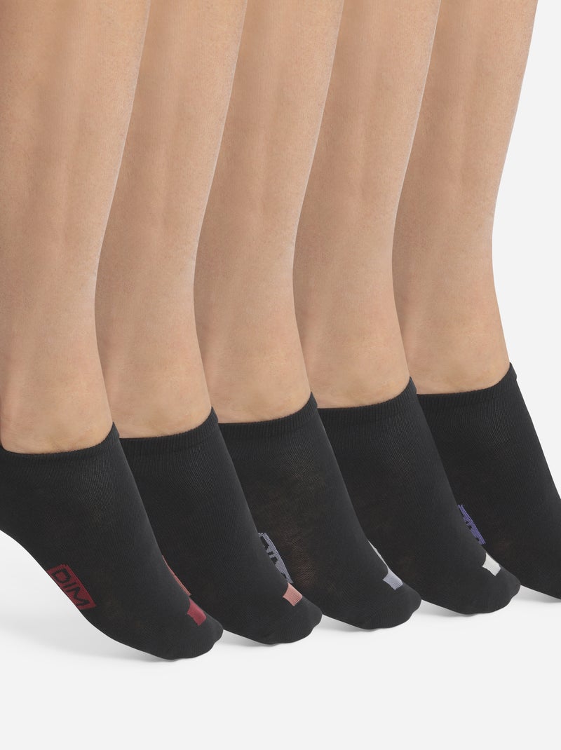 Lot de 5 paires de socquettes courtes EcoDim Noir Multicolore - Kiabi