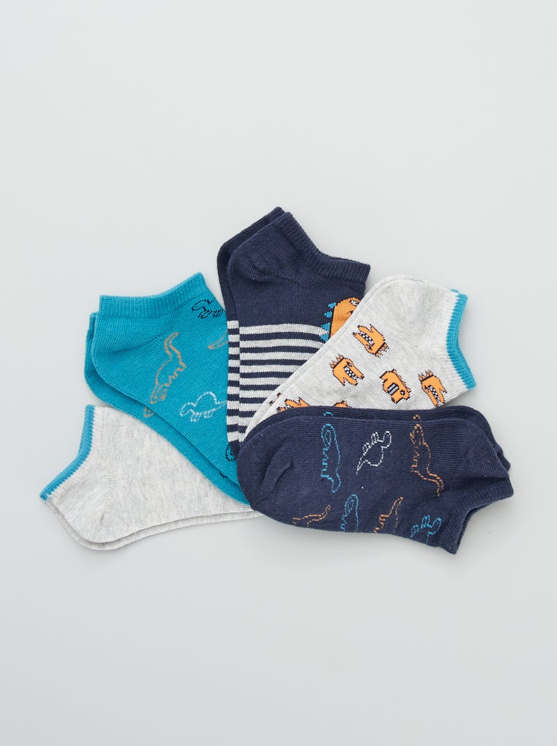 Lot de 5 paires de socquettes fantaisie dino - Kiabi