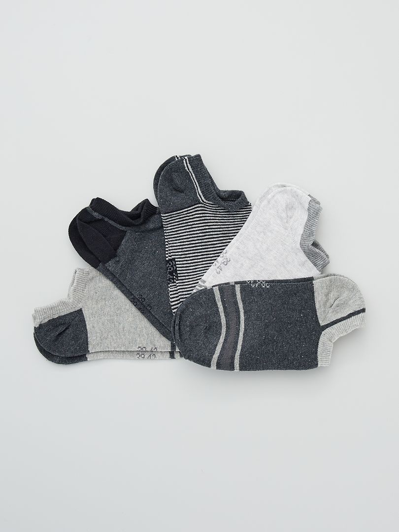 Lot de 5 paires de socquettes gris - Kiabi