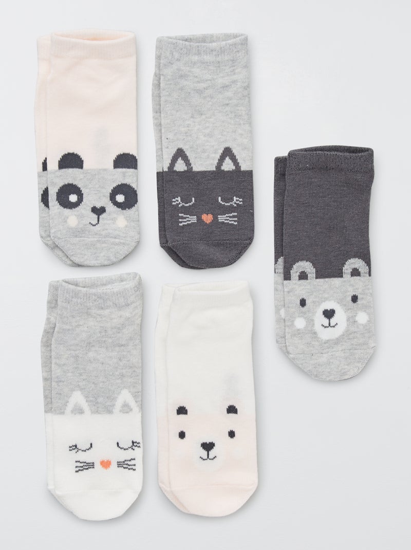 Lot de 5 paires de socquettes gris - Kiabi
