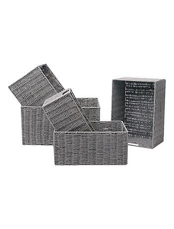 Lot de 5 paniers haut empilables en Métal et papier