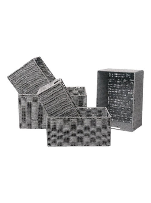 Lot de 5 paniers haut empilables en Métal et papier - Kiabi