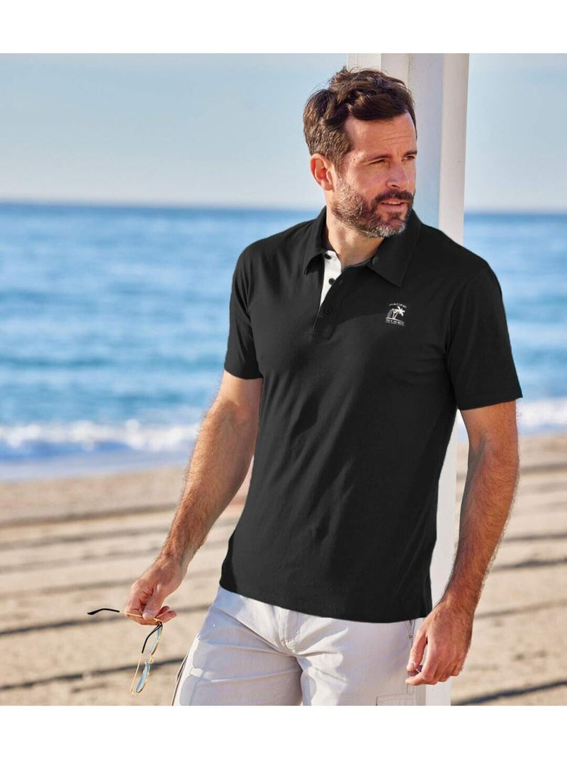 Lot de 5 Polos Pacific Island  - ATLAS FOR MEN Blanc Bleu Noir - Kiabi