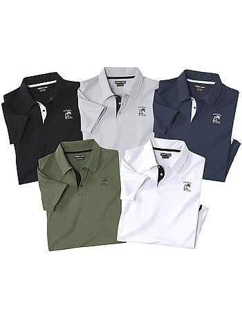 Lot de 5 Polos Unis Summer - ATLAS FOR MEN